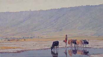 Ngorongoro Gathering,oil on linen 25 x 45