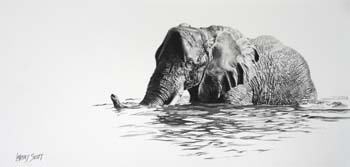Deep Water, pencil, 9 x 18